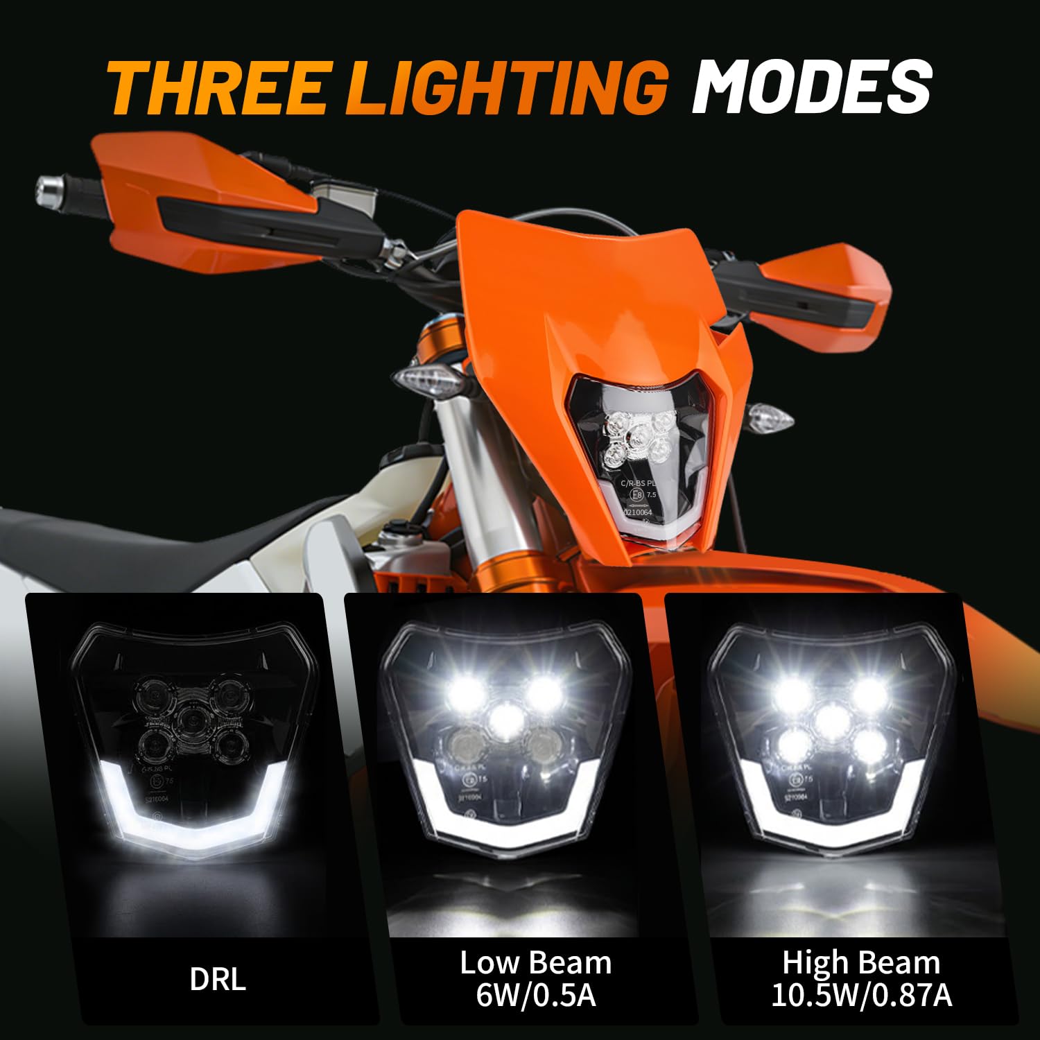 Faro LED Universale Per Moto Con Mascherina | Compatibile Con EXC, SX, SXF, 640LC4 | Nero, Impermeabile E Antishock