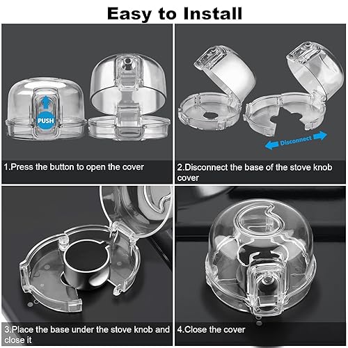 Miniatura 7 de FITNATE - Juego de 5 fundas transparentes para pomos de estufa de gas y 1 puerta de horno a prueba de niños