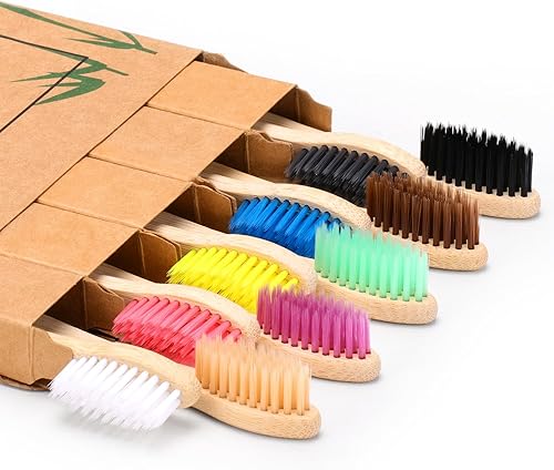 Miniatura 8 de 10 cepillos de dientes de bambú de cerdas suaves biodegradables de bambú natural cepillos de dientes de carbón de bambú cepillos de dientes de