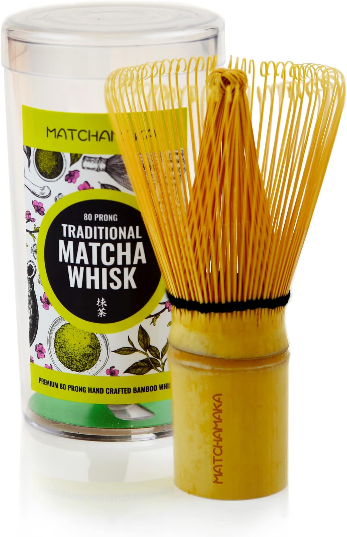 Premium Matcha Green Tea Whisk Natural Bamboo MATCHAMAKA 80 Prong