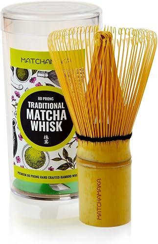 Batidor de bambú para polvo matcha, hecho a mano, orgánico tradicional japonés, agitador de matcha de 80 puntas, cepillo mezclador Wisk para una