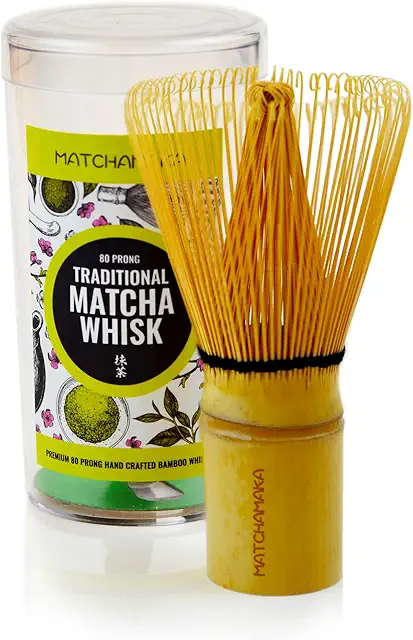 MATCHAMAKA 80 Prong Matcha Whisk - Premium Bamboo Chasen for Green Tea