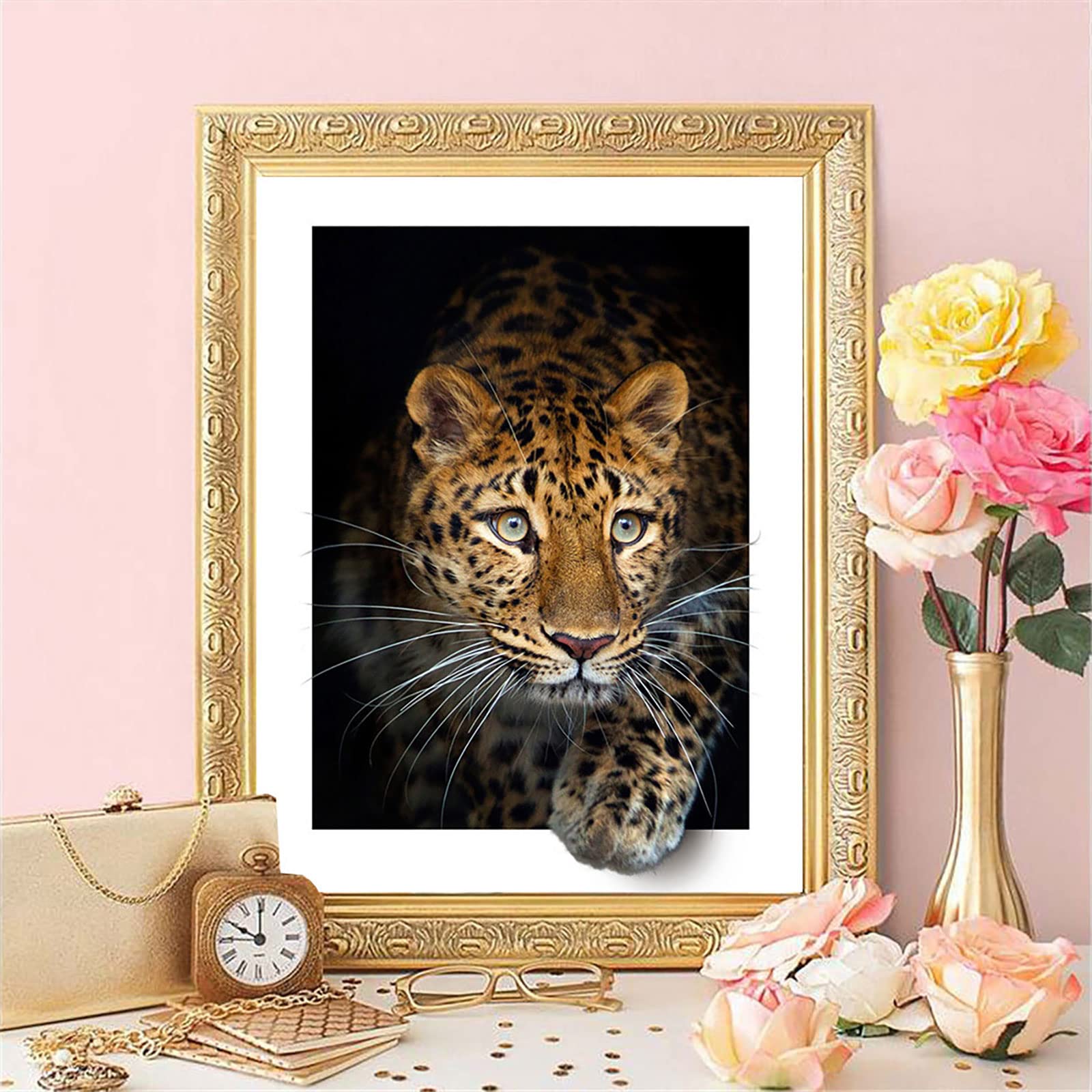 Instarry DIY 5D Broderie Diamant Grand Format Guépard Tableau Decoration Murale Chambre 90x60 cm