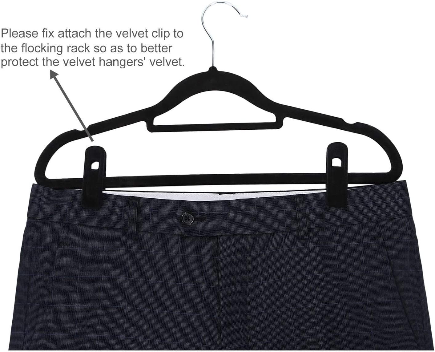 Corodo Velvet Hangers Clips, 20 Pack Finger Clips, Strong Felt Hanger Clips for Velvet Trousers Hangers Black - Image 4
