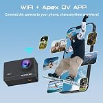 Apexcam M90 Action Camera with 64GB Card Touchscreen Sport Camera 4K60FPS 64MP WiFi EIS Image Stabilization Underwater Camera 40m Waterproof 8X Zoom 2.4G Remote Control 2x1350mAh Battery Accessories