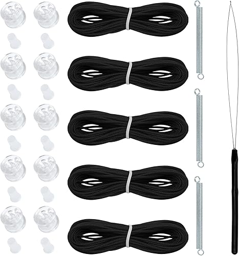 Miniatura 8 de NOVINO Kit de reparación de persianas plisadas para autocaravana, kit de encordado para ventana de día y noche, color negro