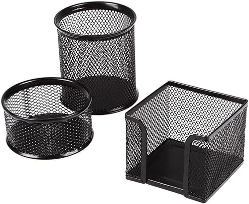 Portalápices de escritorio, organizador de lápices de malla metálica para bolígrafo, soporte de clip de papel, soporte para bloc de notas,