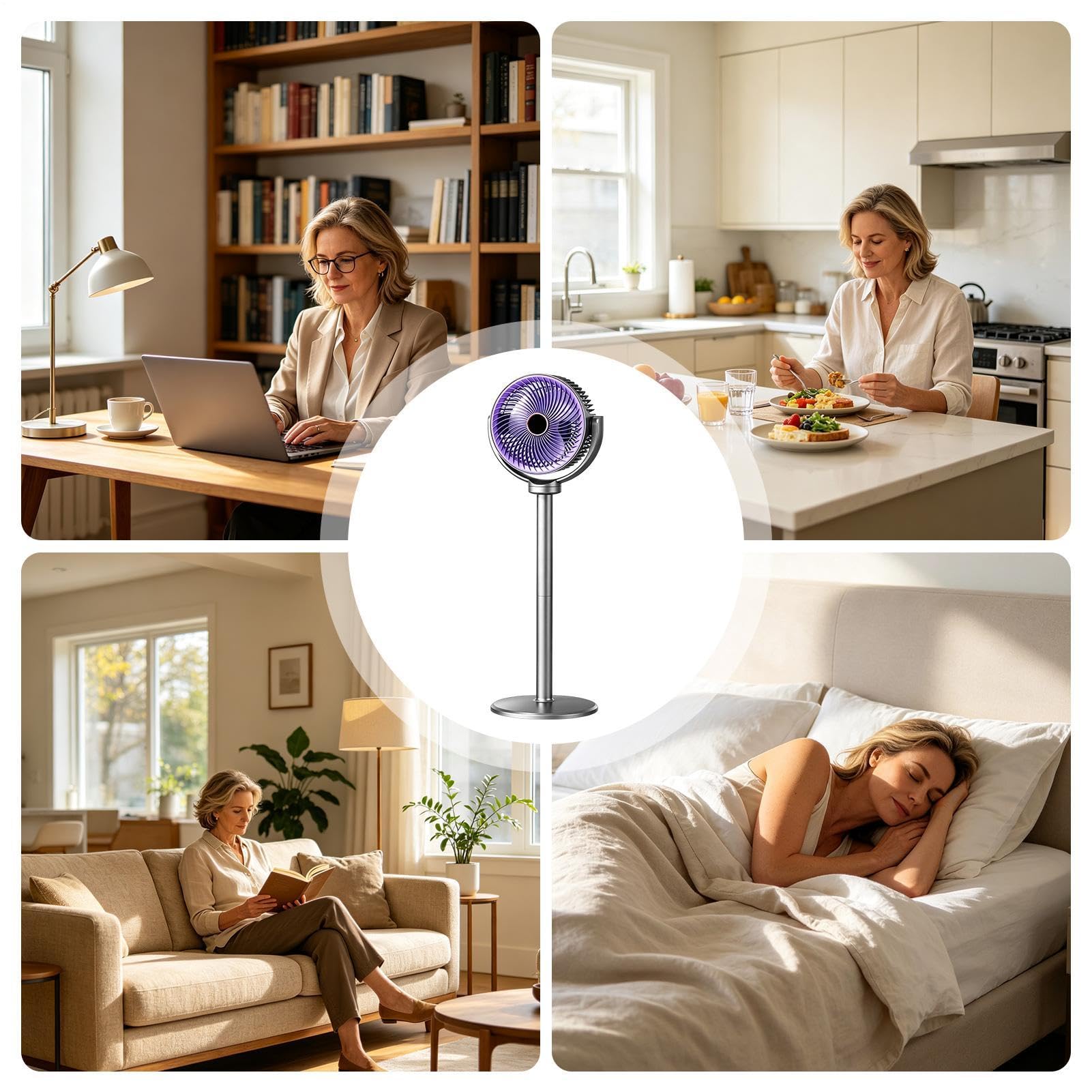 Ventilatore da pavimento per camera 5 velocità altezza regolabile batteria