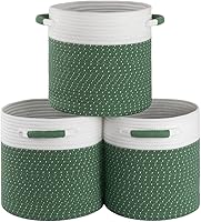 Vista 1 de Paquete de 3 cestas de almacenamiento para organizar, canasta pequeña redonda tejida de cuerda para estantes, contenedores decorativos de Navidad