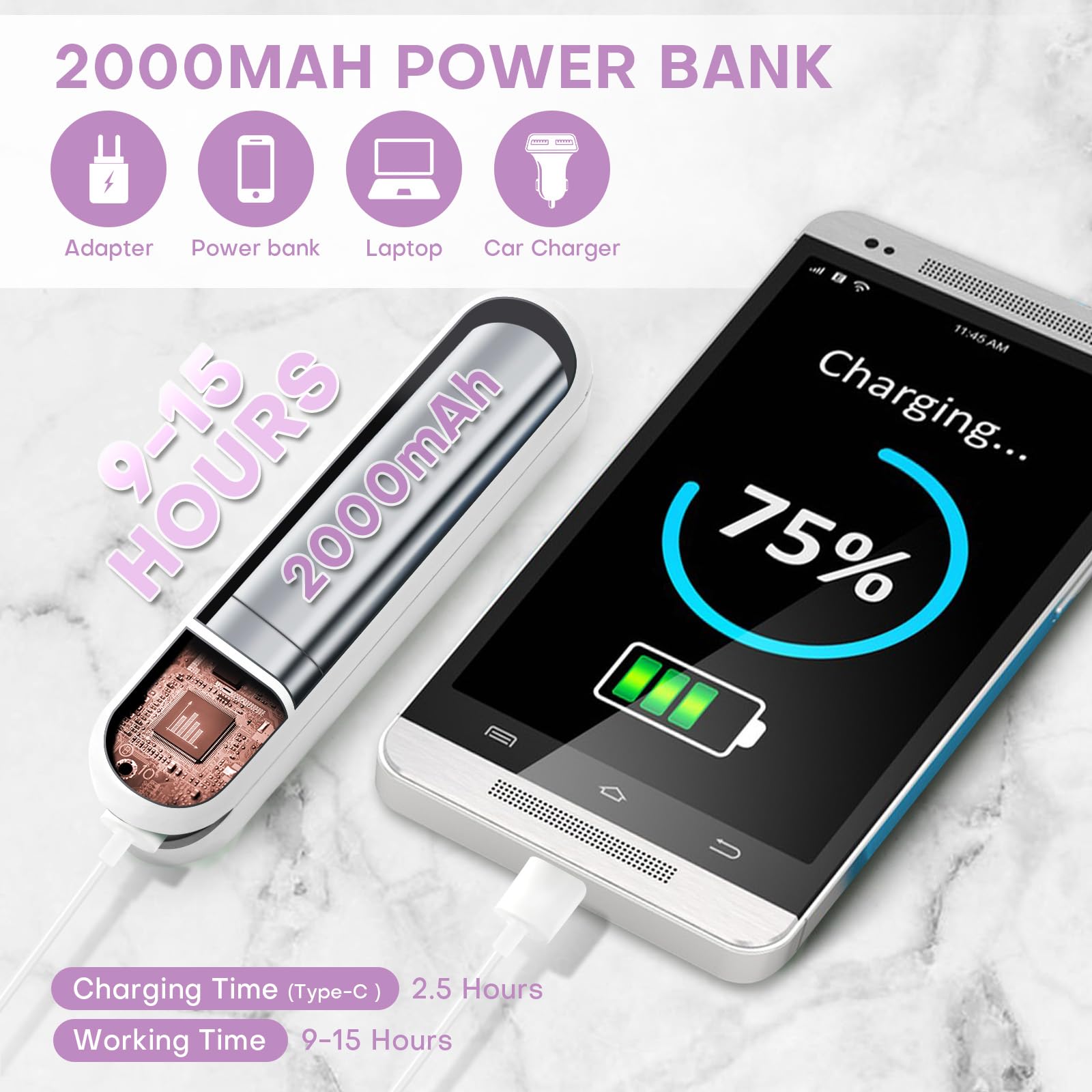 Mini ventilatore portatile portatile, piccolo ventilatore personale ricaricabile con design tascabile Power Bank per viaggio/regali da donna/accessori Disney World/elementi essenziali per