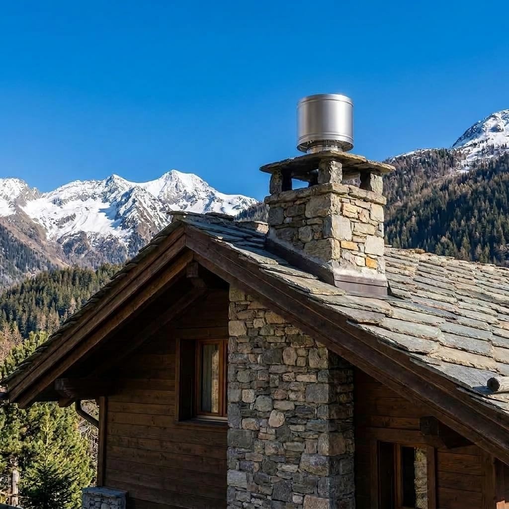 MAKA Comignolo Terminale a Botte Tondo, Cappello Camino Antipioggia in Acciaio Inox, per Espulsione Fumi Legna, Metano e Gasolio (Inox, Ø 230 mm)