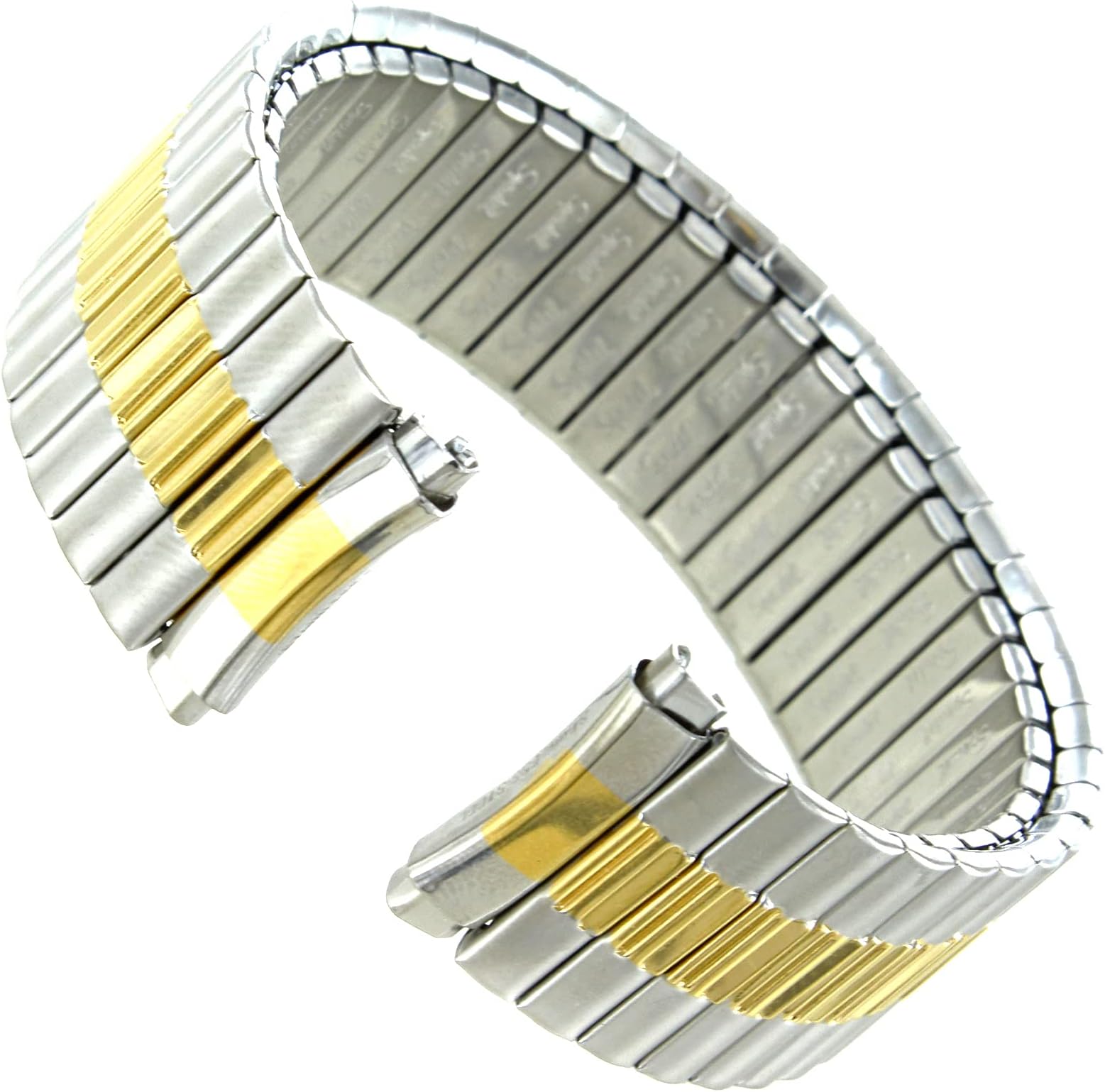 15-18mm Hirsch Stainless & Gold Two Tone Curved End Mens Expansion Band Reg 1363/16