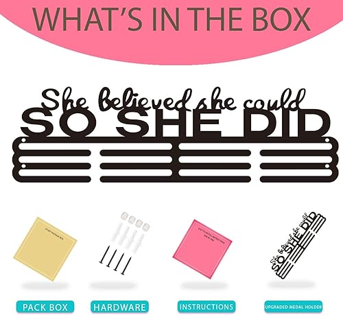 Vista 34 de Medal Hanger Display Upgrade-Medal Holder Wall Mount Easy to Install Race Runner for Your Medals Lujo cepillado