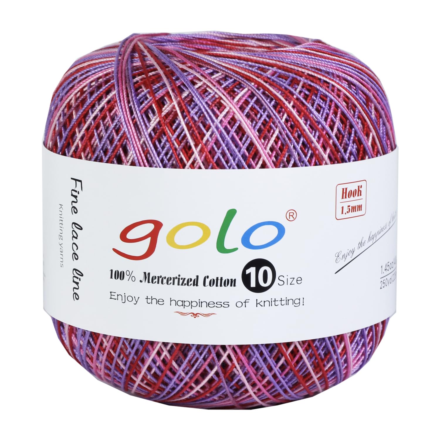 golo Crochet Thread Size 10 Crochet Yarn for Hand Knitting Rainbow Yarn D178