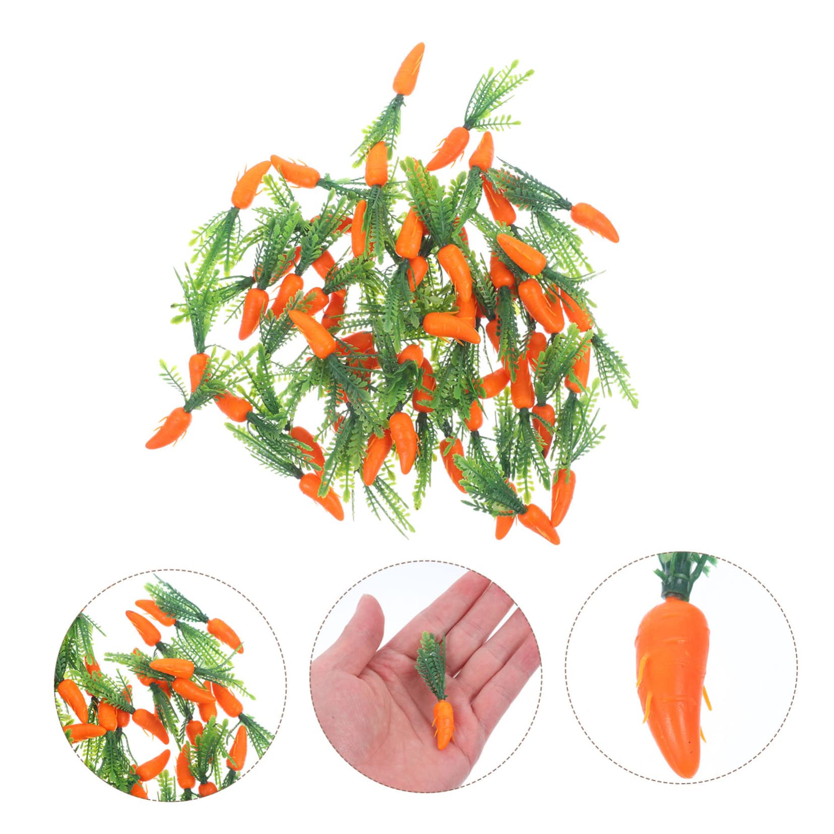 Lot de 60 carottes simulées en plastique pour Thanksgiving - Décoration de gâteau - Carottes - Décoration de gâteau - Carottes - Plantes - Mini carottes artificielles - Lapin