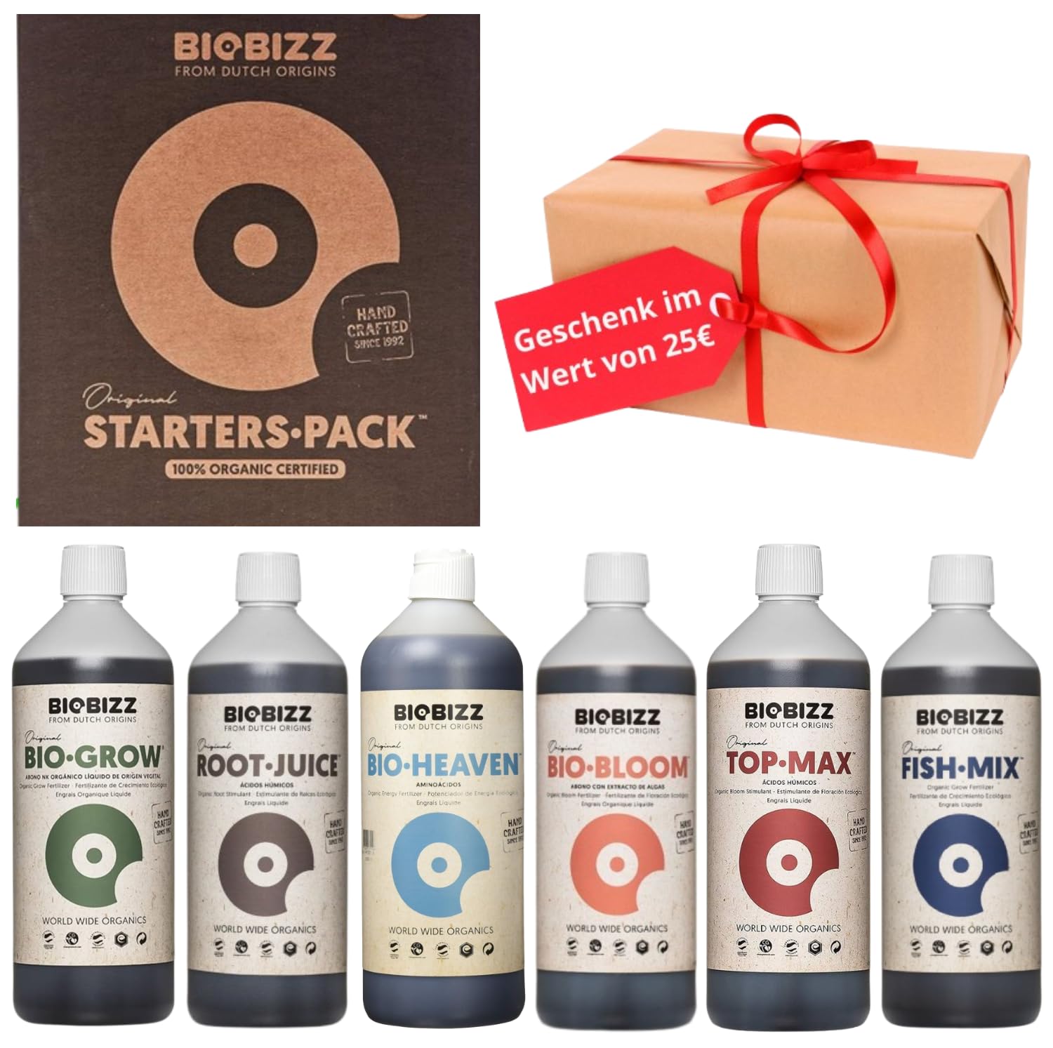 Starter Pack Biobizz Dünger Set Pflanzendünger Starterset GrowSet Indoor Wachstum und Blüte | 100 % organisch | Für 10–30 Pflanzen | Für Anfänger geeignet | Einfache Anwendung