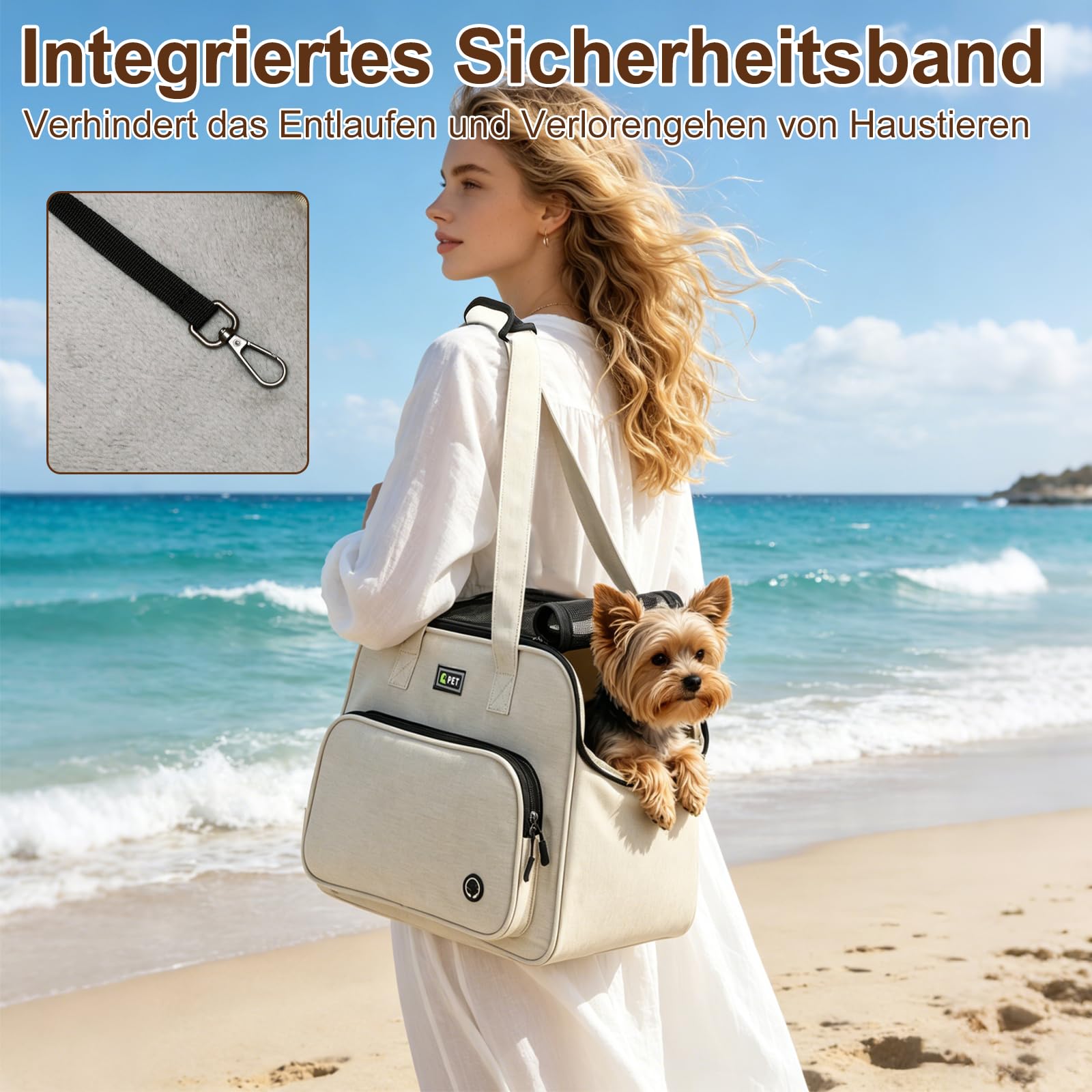 Hundetasche für Kleine Hunde, Tragetasche Hund für Kleine Hunde bis 6.5kg, Leichte Atmungsaktive Haustiertasche, Modische Handtasche für Reisen, Outdoor und Camping