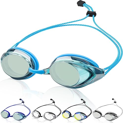 Miniatura 1 de Gafas de natación para adultos, hombres, mujeres y jóvenes, con correa elástica, gafas de natación sin tirones de pelo espejolentes transparentes