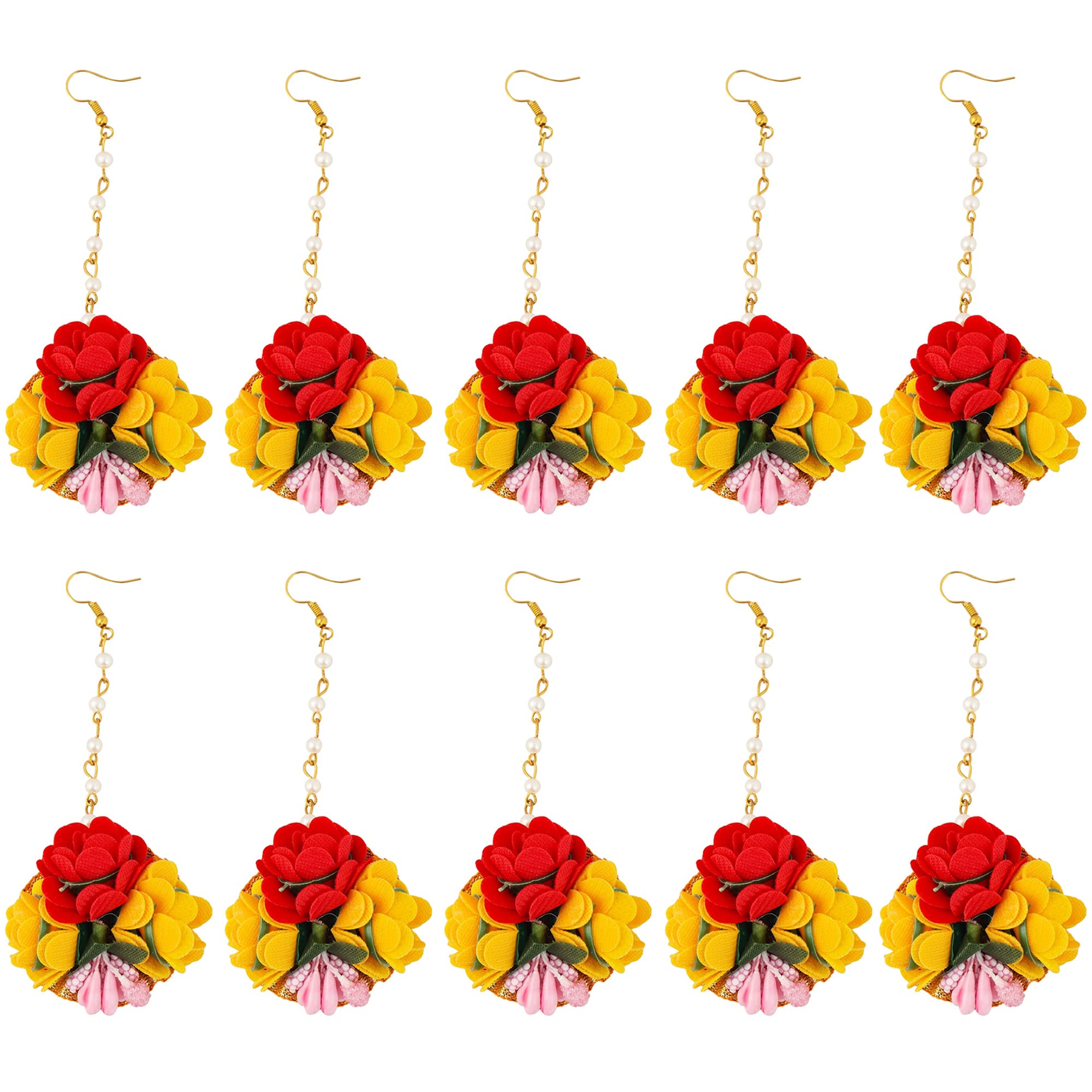 MB Collections Flower Maang tikka Jewellery Set for Wedding | Baby shower | Haldi | Mehandi | Party in Yellow and Golden colour for Women and Girls (Pack of 10) (B0B9SY79WR) Amazon Price History, Amazon Price Tracker