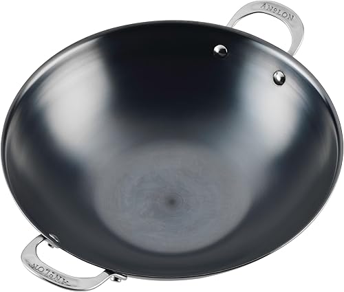 Miniatura 14 de Anolon Everlast N2 - Sartén wokpara saltear de acero al carbono, compatible con todos los tipos de cocina, utensilios de metal seguros, 14 pulgadas