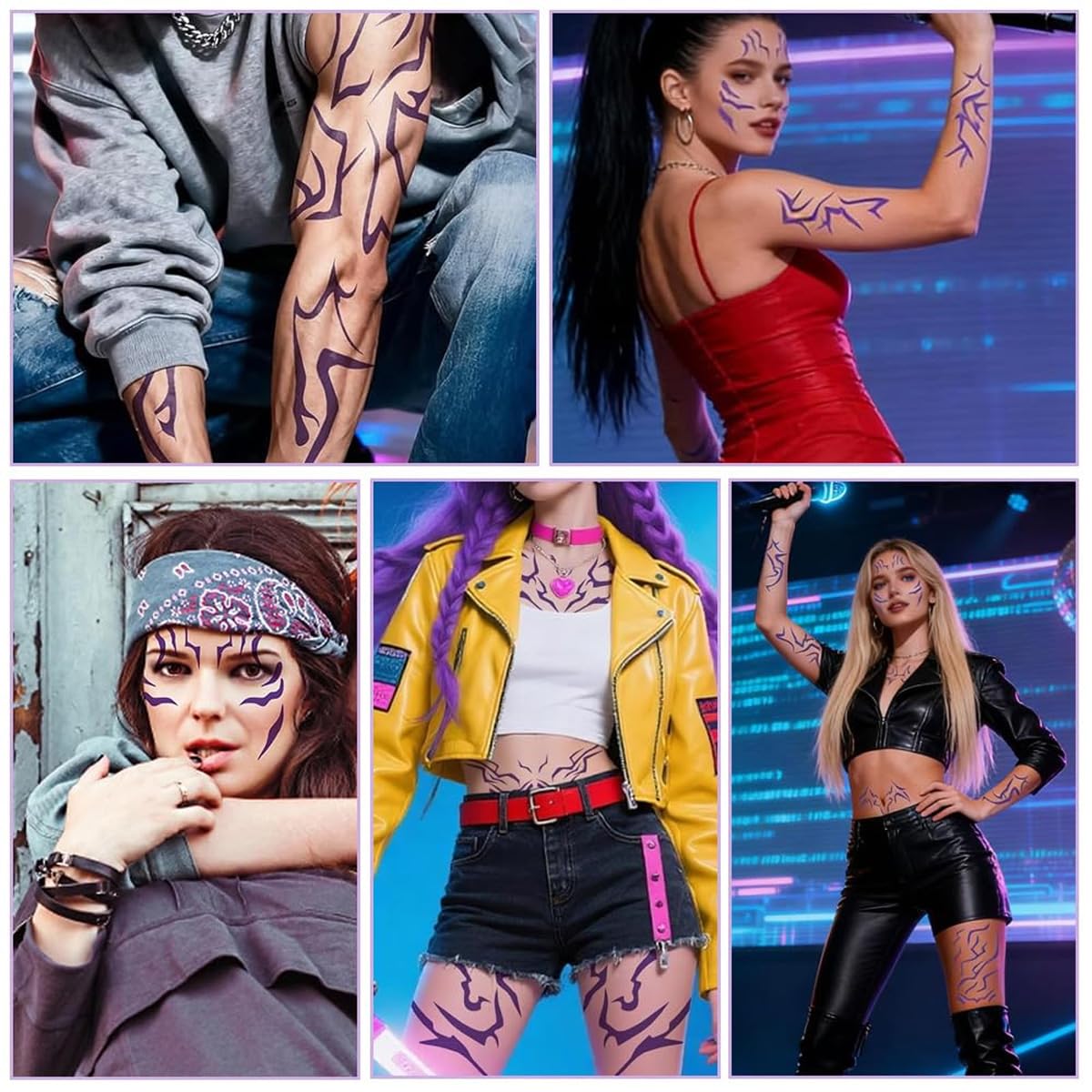 Ruvan 6 PCS Tatuajes Temporales Kpop, Tatuajes Temporales Hunters, K Pop Anime Disfraces Para Cosplay, Duraderos Y Fáciles De Usar, Para Cosplay, Carnaval, Halloween, Noches En El Escenario — view 6