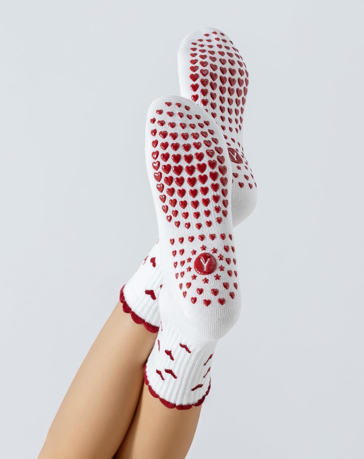 Yawlsow Pilates Grip Socks for Women Yoga Grippy Socks Cute Barre Non Skid Athletic Crew Sticky Sock Workout Hospital - Image 2