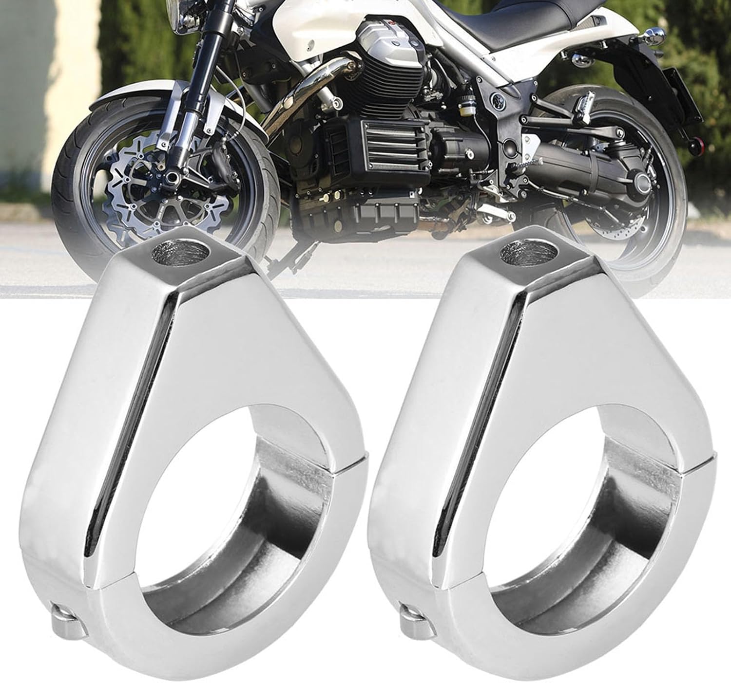 Generic Motorcycle Fork Clamp Aluminium Alloy Turn Signal Light Mount Bracket for 41mm Forks 1 Pair (Electroplated Silver)