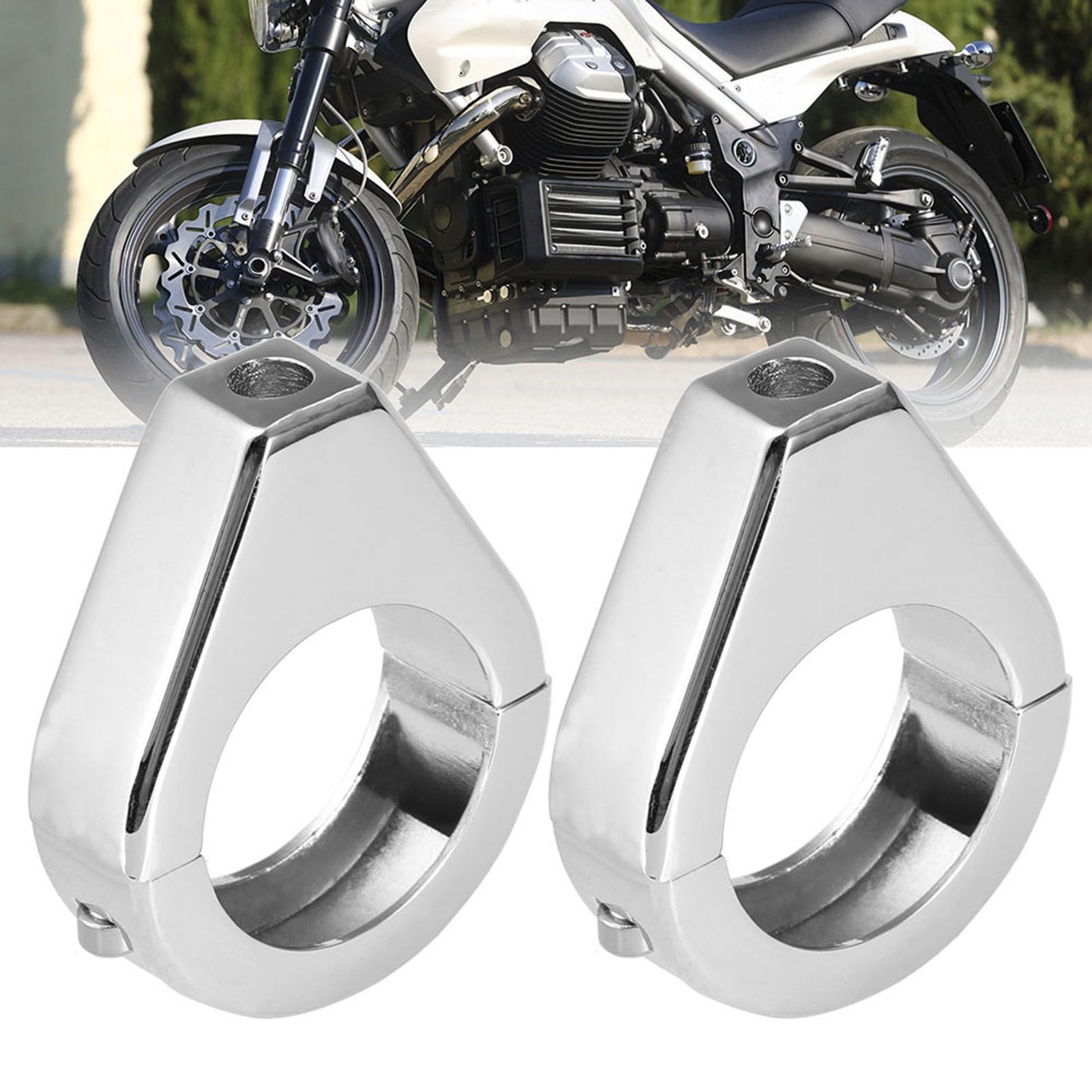 Soporte de Montaje de Señal de Giro, Aleación de Aluminio Abrazaderas de Señal de Giro para Motocicleta Soporte de Montaje de Abrazadera de Horquilla de Reubicación (Plata)