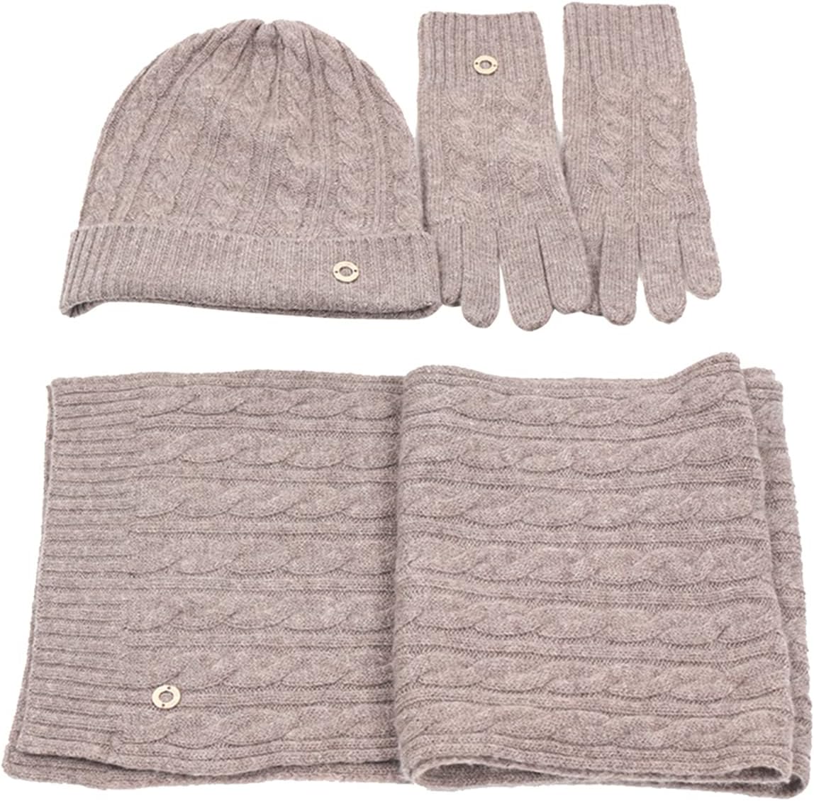Cashmere Set,Knitted Cuffed Earflap Caps, Scarves,Gloves,Noble Gifts for Christmas and Birthday.One Size.