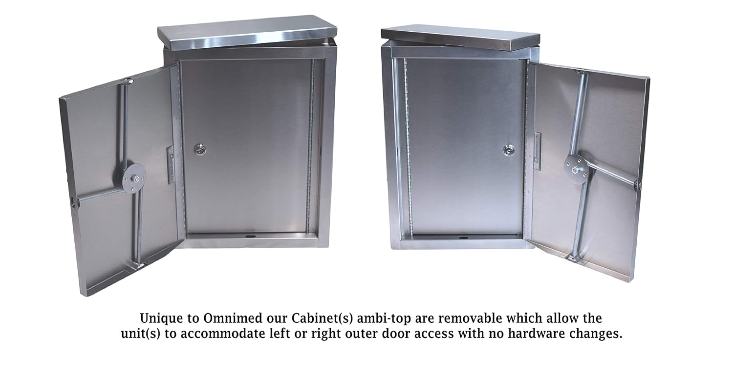 Omnimed Medium Narcotic Cabinet, American Made Double Door, Double Lock, 2 Shelves, in Stainless Steel (15"H X 11"W X 4"D)