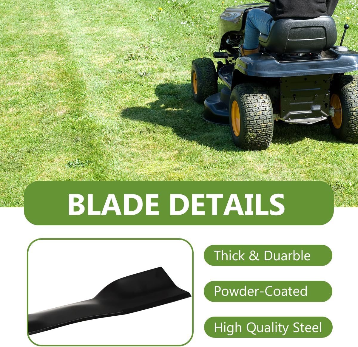 AM141034 Lawn Mower High Lift Blade for 42 Inch Deck John Deere D105 D110 LT160 LA135 Z225 - Heavy Duty Blade Replaces AM141034 AM141032 M154062 AM137327 M154061-2 Pack