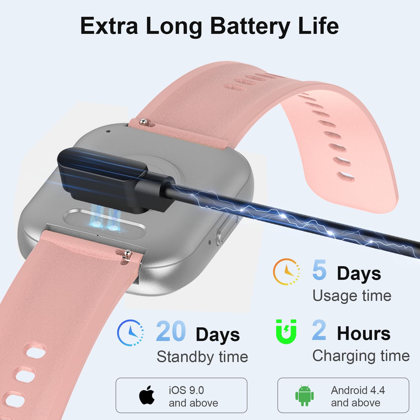 Reloj Inteligente con Función de Teléfono, Reloj de Pantalla Táctil de 1,85'' para Hombres y Mujeres, IP68 Impermeable para Android iOS, Oro Rosa