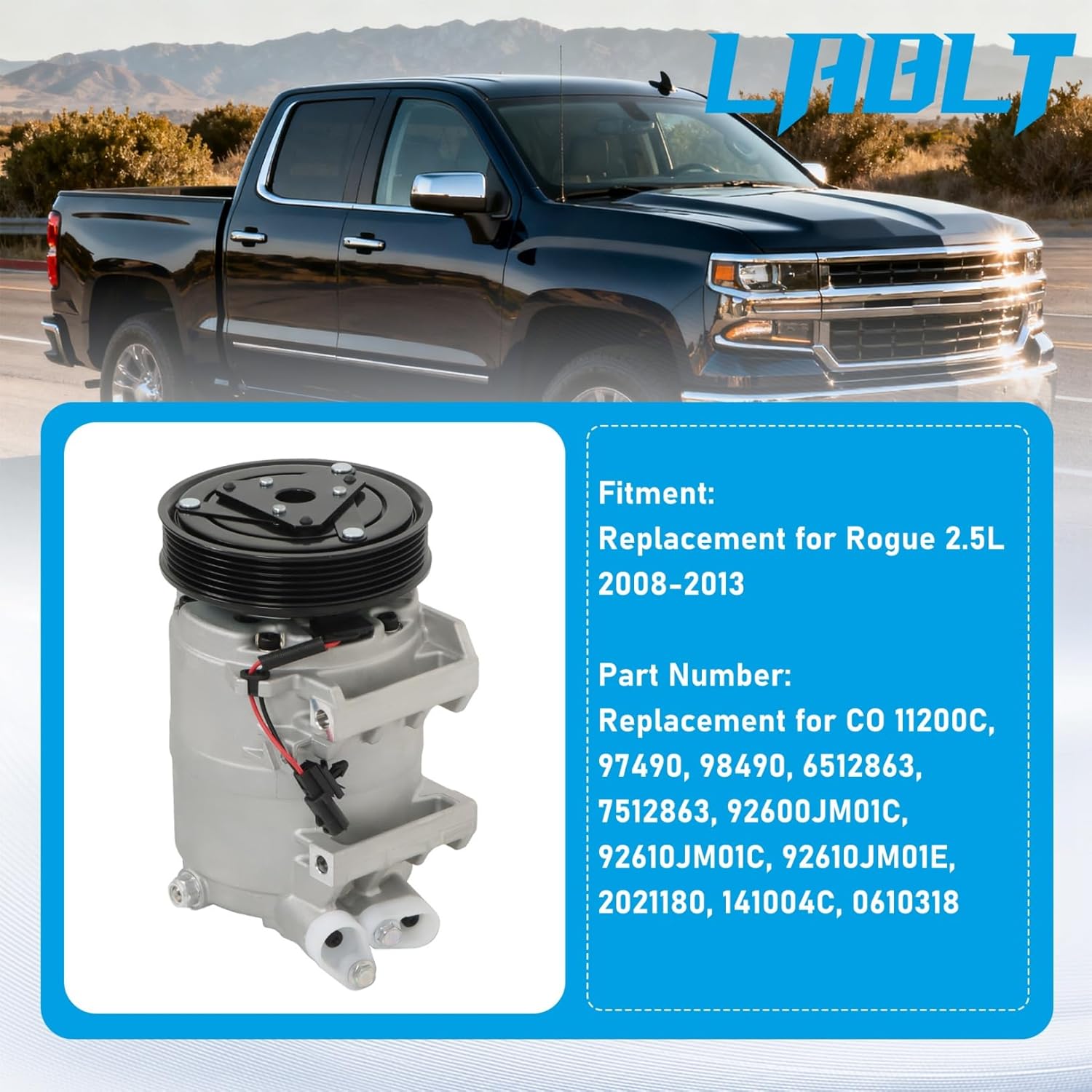 A/C AC Compressor Replacement for Nissan Rogue 2.5L 2008-2013 CO 11200C 97490