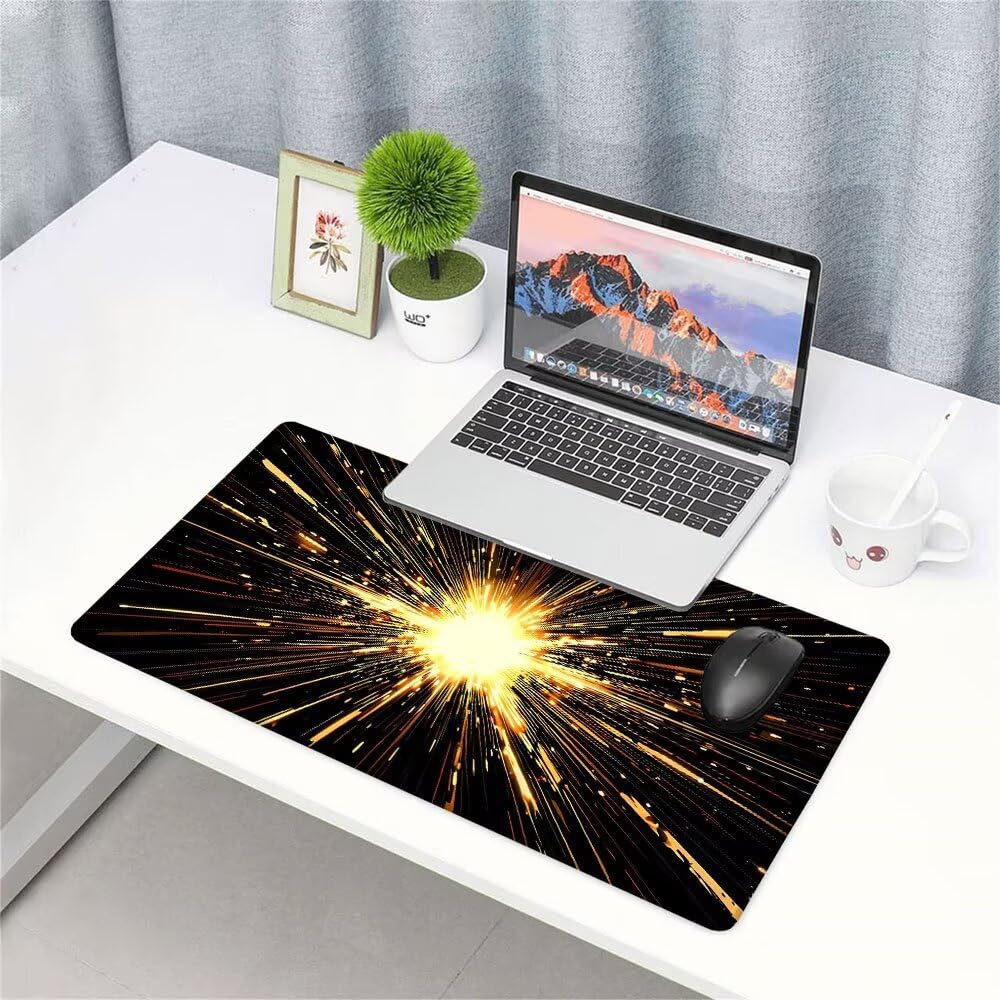 Alfombrilla de Mouse para Juegos, Nero, XXL, Antideslizante, Impermeable, Diseño de Astratto, Extendido, Grande, 1200x600x3mm, para PC, Laptop, Ufficio, Famiglia d-310
