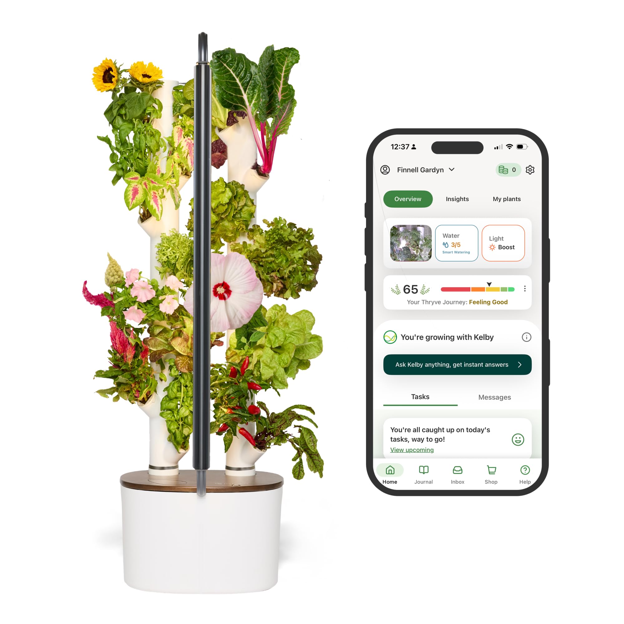 New & Improved! Gardyn Studio 2 Hydroponics Growing System - 16 Non-GMO Plants, Herbs, Vegetables - Smart Tower - Hydroponic Herb Garden Planter Indoor Kit - Indoor Gardening System w/Grow Lights