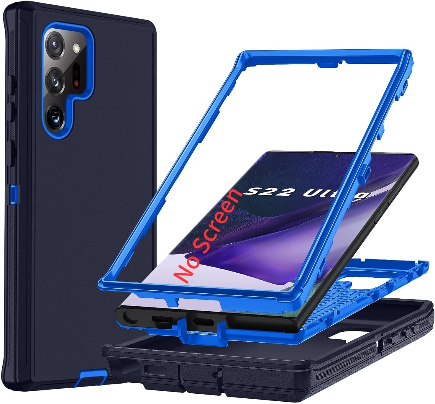 for Samsung Galaxy S22 Ultra Case,3 in 1 Grade Drop Protection,Blue