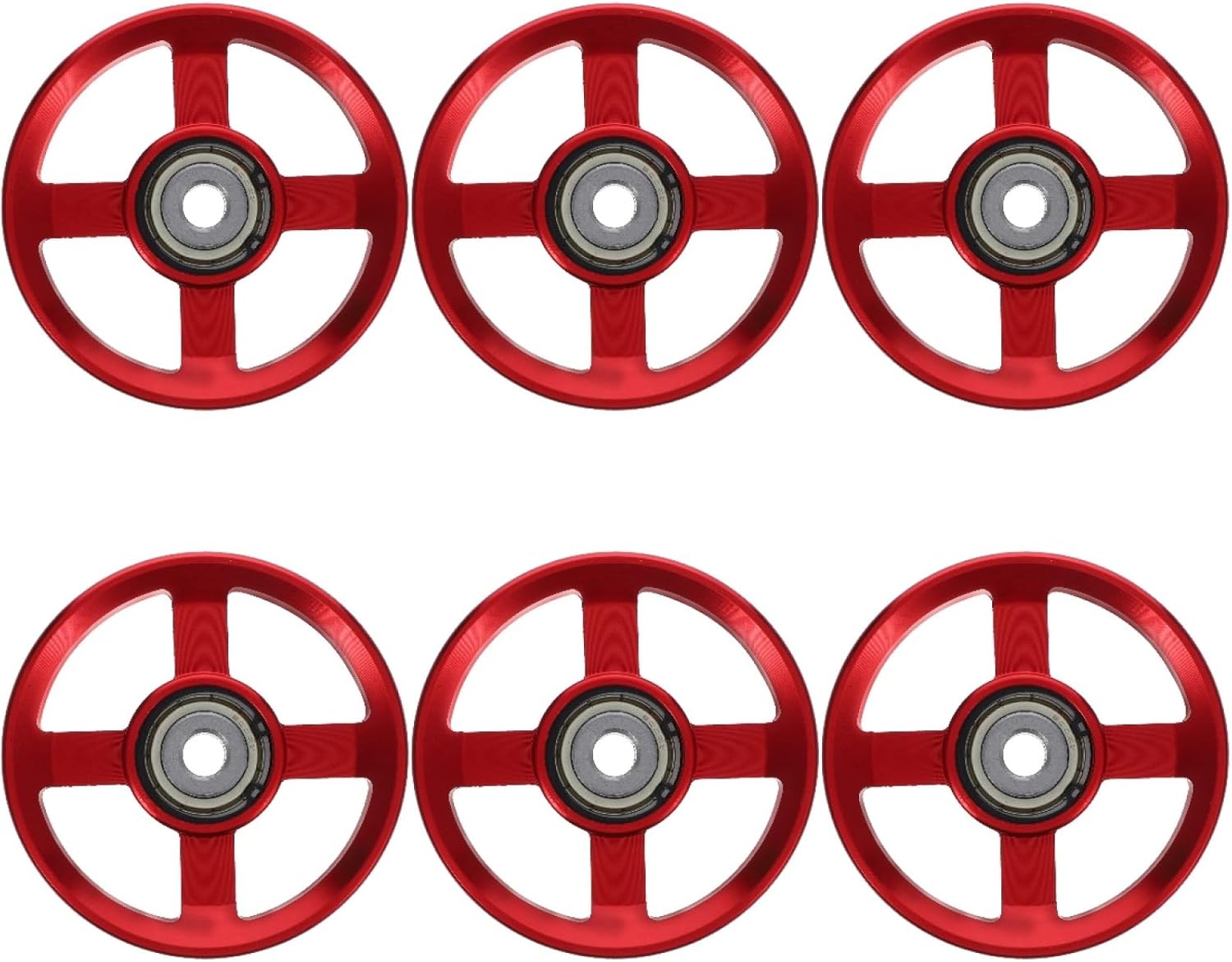 HANABASS 6 Pcs Fitness Aluminum Pulley Wheels, 95mm Power Rack Pulley Wheels for Home Gym Equipment Exercise Machine Pulldown Attachments