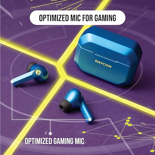 Miniatura 6 de Raycon Los auriculares inalámbricos Bluetooth para juegos con micrófono integrado, baja latencia, 31 horas de batería, funda de carga con