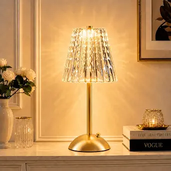 Cordless Gold Table Lamp Rechargeable Touch Desk Lamp with 3 Color Temps