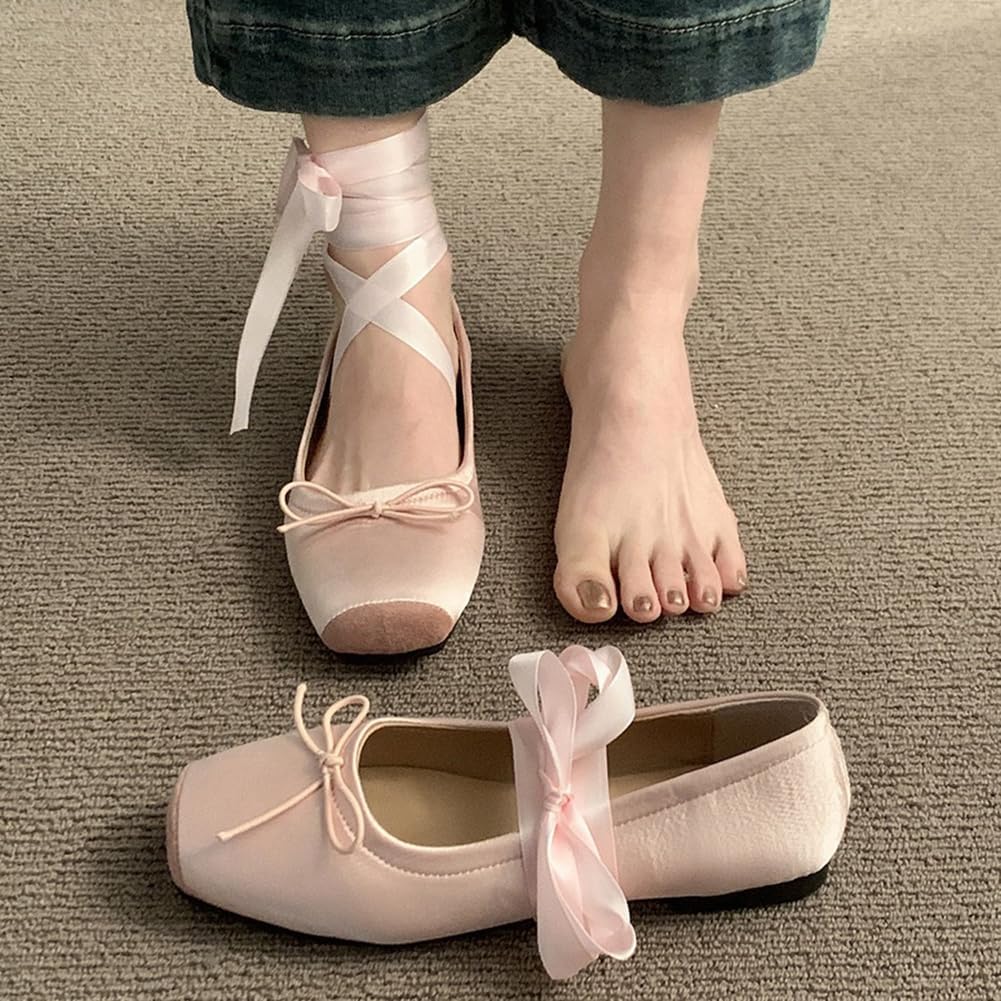 COVOYYAR Women Lace Up Ankle Strap Ballet Flats Shoes Floral Dressy Flats - Image 2