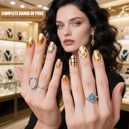 Vista 13 de Artdone - Juego de pinceles para arte de uñas, 6 pinceles delineadores de esmalte de uñas en gel, bolígrafo de diseño y dibujo, herramientas de arte