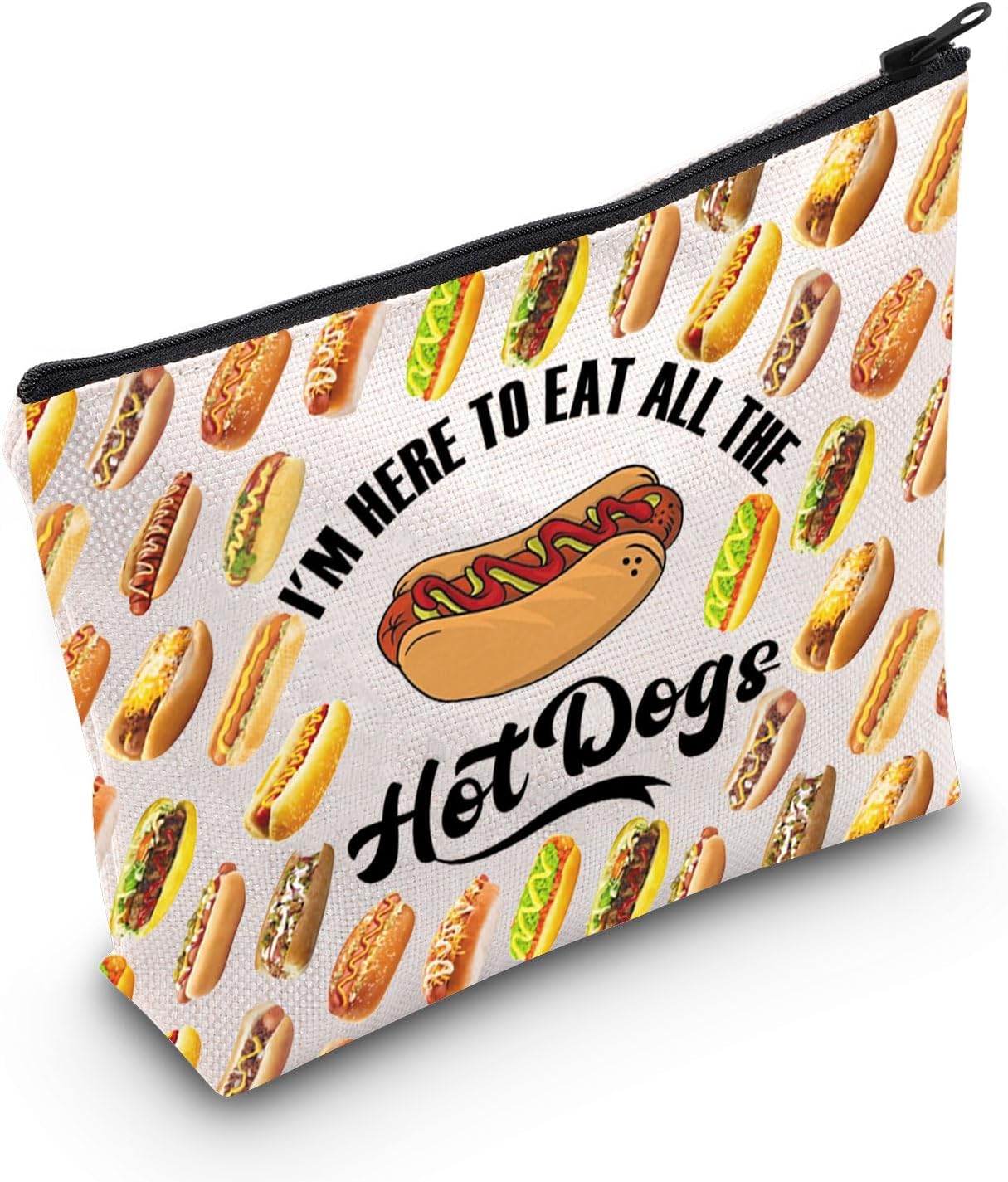 JNIAP Hot Dog Lover Gift I'm Here to Eat All the Hot Dogs Cosmetic Bag Foodie Gift (All the Hot Dogs Bag)