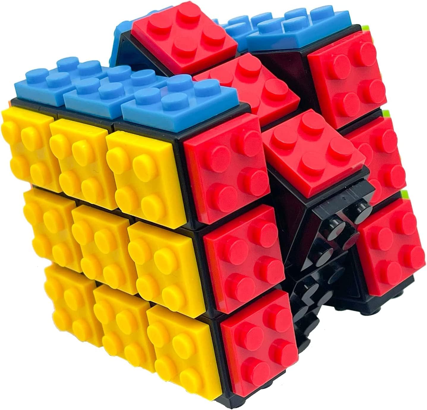 Magic Cube Rubix Cube 3x3 Build-on Brick Magic Cube Brain Bricks and Teaser Puzzle Toy for Boys and Girls Gifts, Black