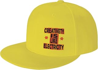 Creativety is Like Electricity Snapback Hat Flat Bill Brim Baseball Cap for Men Women Trucker Cap