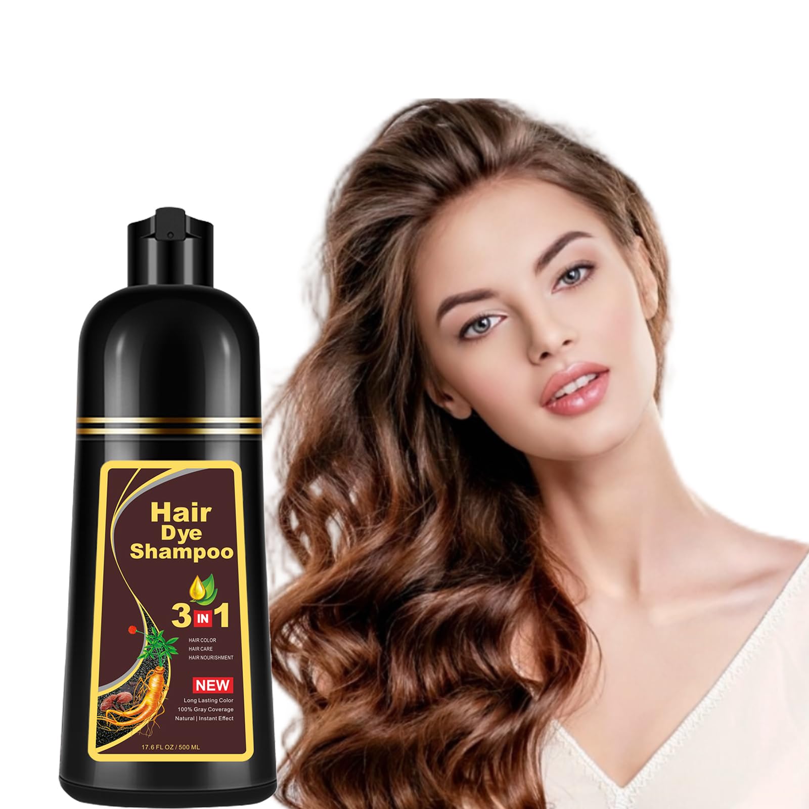 Instant Hair Color Shampoo, Natural Brown Hair Dye Shampoo 3 in 1 for Men & Women, Long Lasting Para Canas, Easy to Use Brown Hair Shampoo (cherry brown)