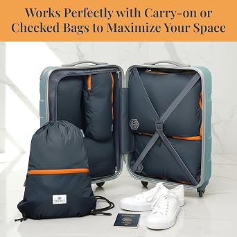 Extra Large Compression Packing Cube 6 Piece Set for Travel and Check Luggage by TRIPPED Travel Gear