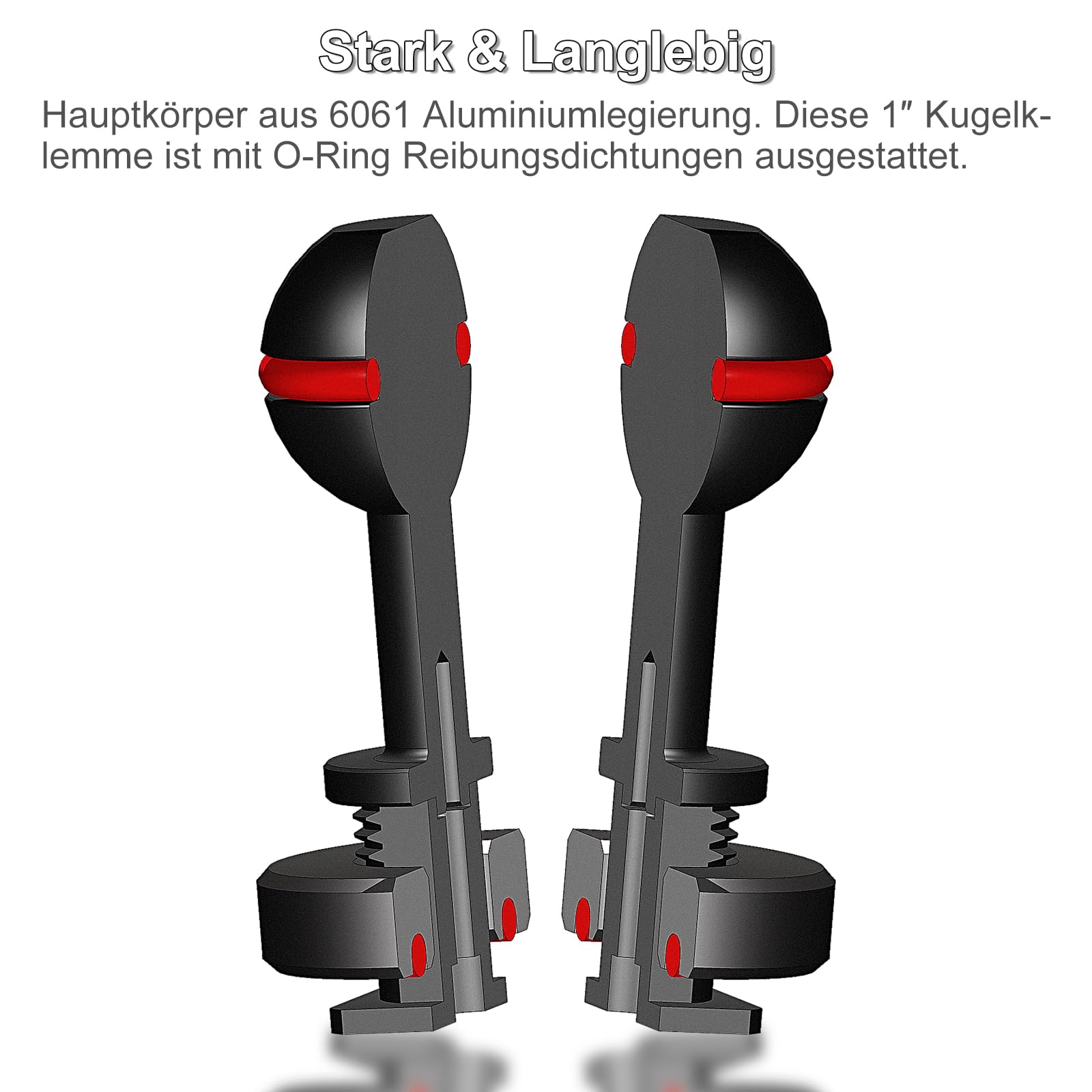 MINIFOCUS 1" Kugelkopf Cold Shoe Base Adapter, Universal Kugelgelenkhalterung mit Cold Shoe Base Adapter für Tauchlampen Unterwasserkamera Wasserdichtes Gehäuse Video/Blitz/Strobe Blitzschuhe