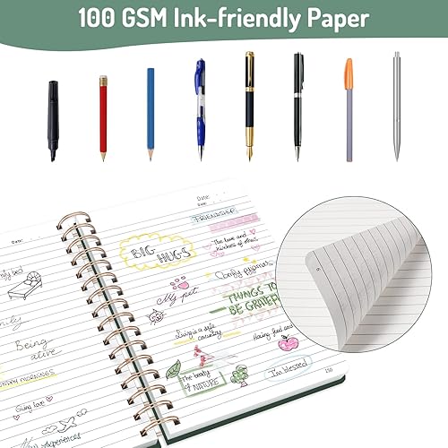 Vista 167 de Forvencer Cuaderno rayado en espiral con 300 páginas numeradas, diarios gruesos A5 para escribir con papel de 3.53 oz/m², cuadernos de tapa dura