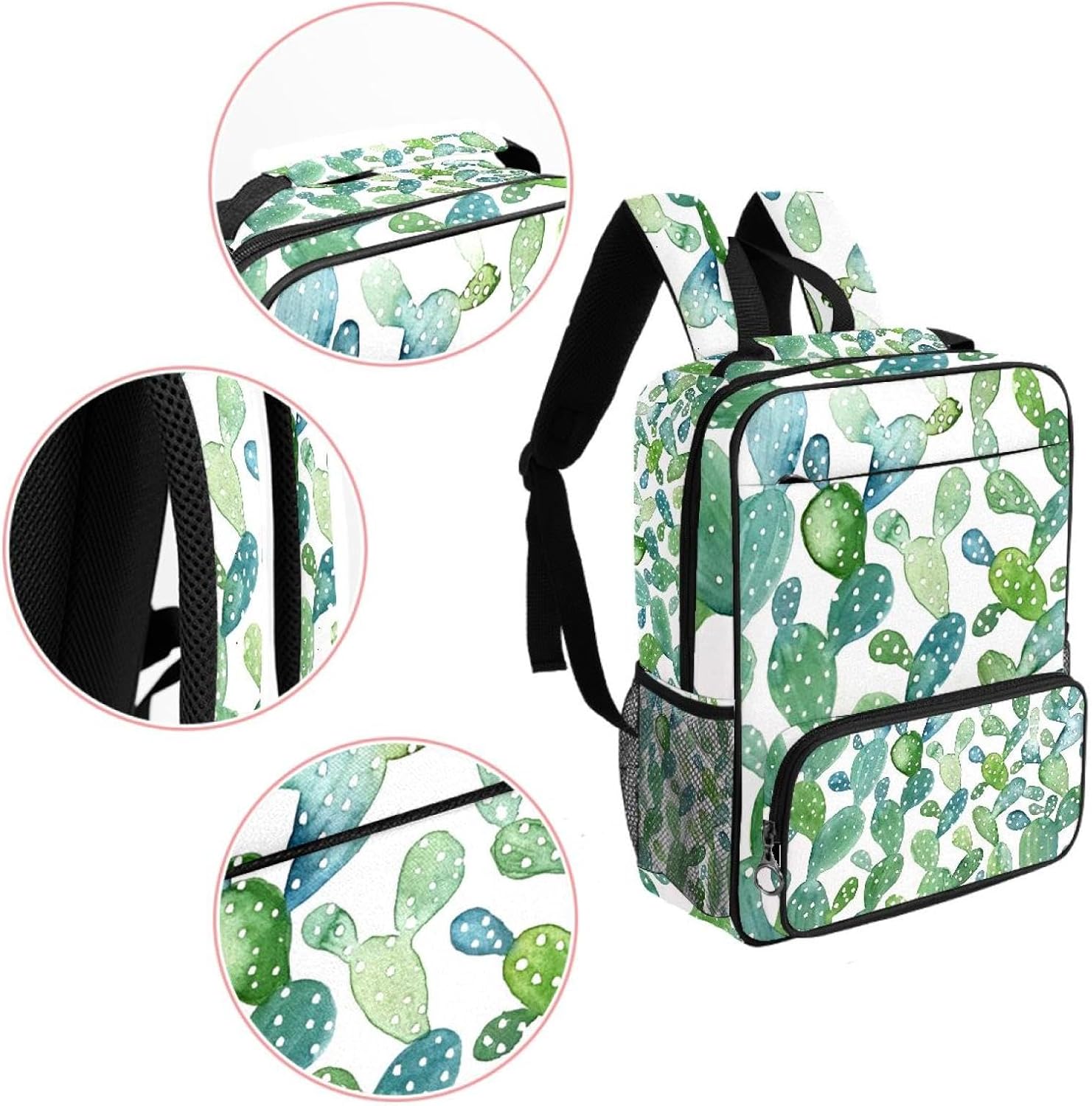 [suojapuku] 女性用の小さなバックパック、ミニ バックパック トラベル バッグ、水彩サボテン、女の子のためのブックバッグキ