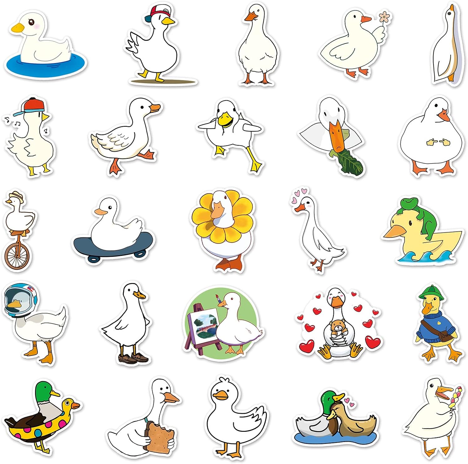 Duck Stickers for Laptop (50 PCS),Gift for Children Teens Adults Girl Boys,Waterproof Stickers for Water Bottle,Cartoon Duck Vinyl Stickers for Scrapbook,Skateboard,Bike Dairy - Image 3